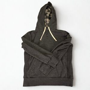 American Eagle Hoodie Boys XS Dark Gray Flannel Lined Hood Pullover Sweatshirt